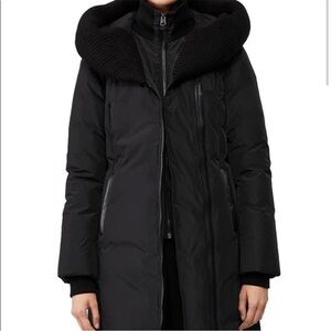 Mackage Midnight Black Down Coat with Knit Collar